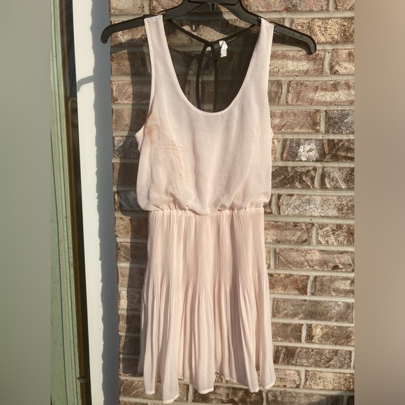 Lush Cream/Off White Sheer Pleated Preppy Dress - Picture 3 of 13